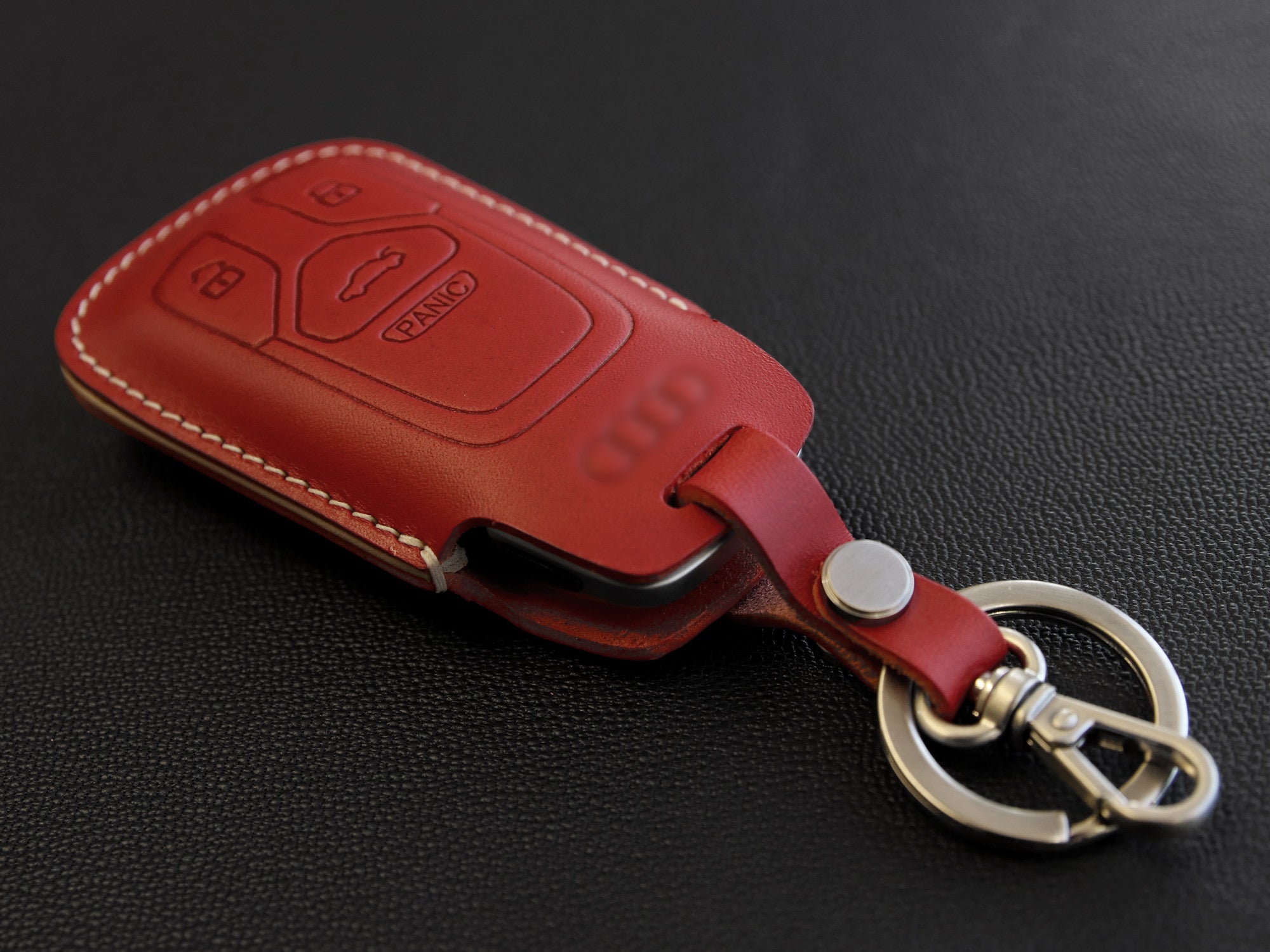 Leather Key Fob Cover for Audi [2] - Handcrafted in USA