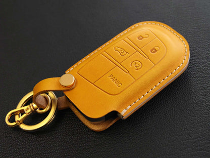 Jeep [01] Leather Key Cover- Grand Cherokee Renegade Compass - 5 Buttons