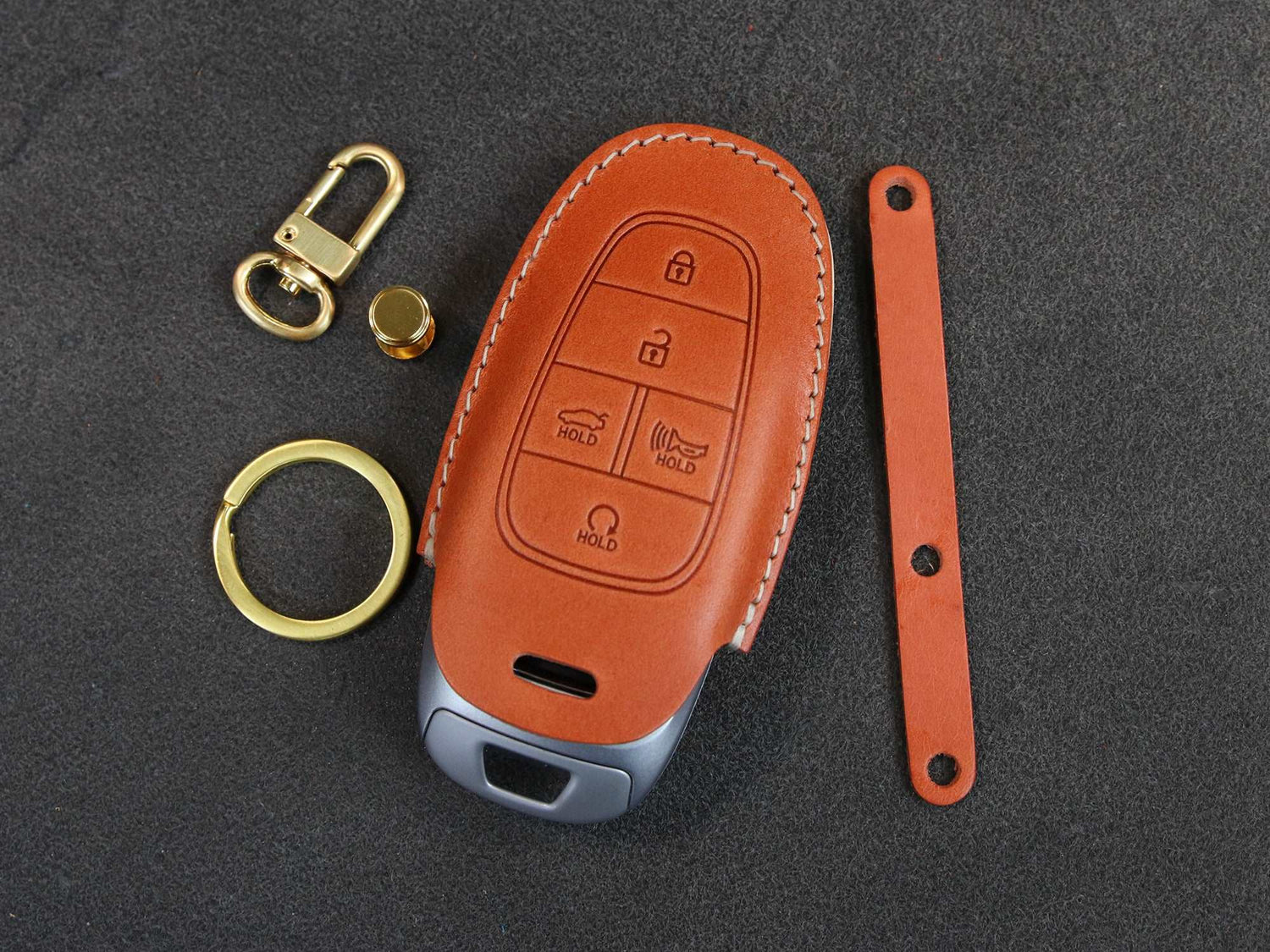 Hyundai Series [3] Key Fob Cover Premium Leather Keyless Remote Car Key Case Grandeur Santa Fe Sonata Tucson Nexo Car Accessory