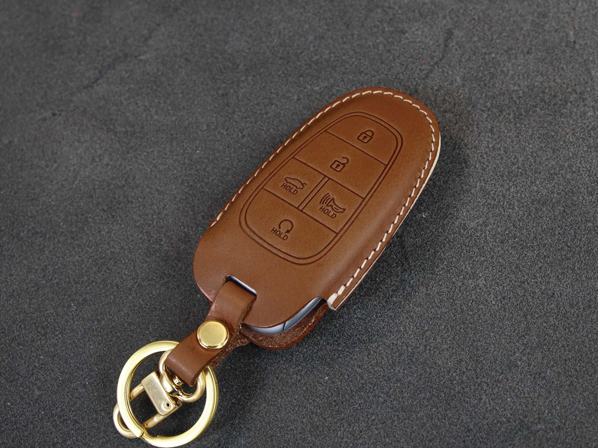 Hyundai Series [3] Key Fob Cover Premium Leather Keyless Remote Car Key Case Grandeur Santa Fe Sonata Tucson Nexo Car Accessory