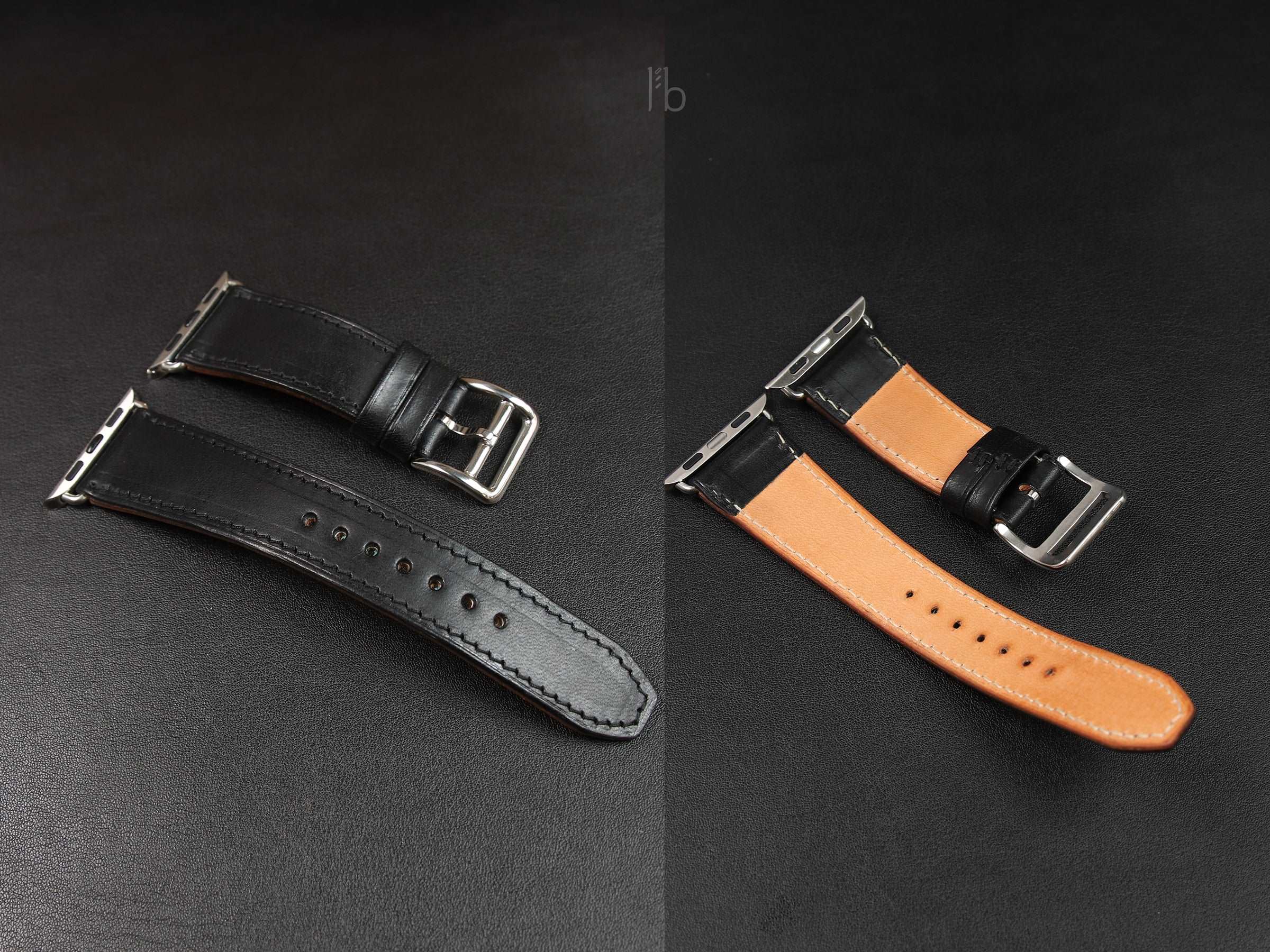 Apple Watch Leather Band - Black - [V1] - Italian Veg-Tanned Leather - Handcrafted in USA