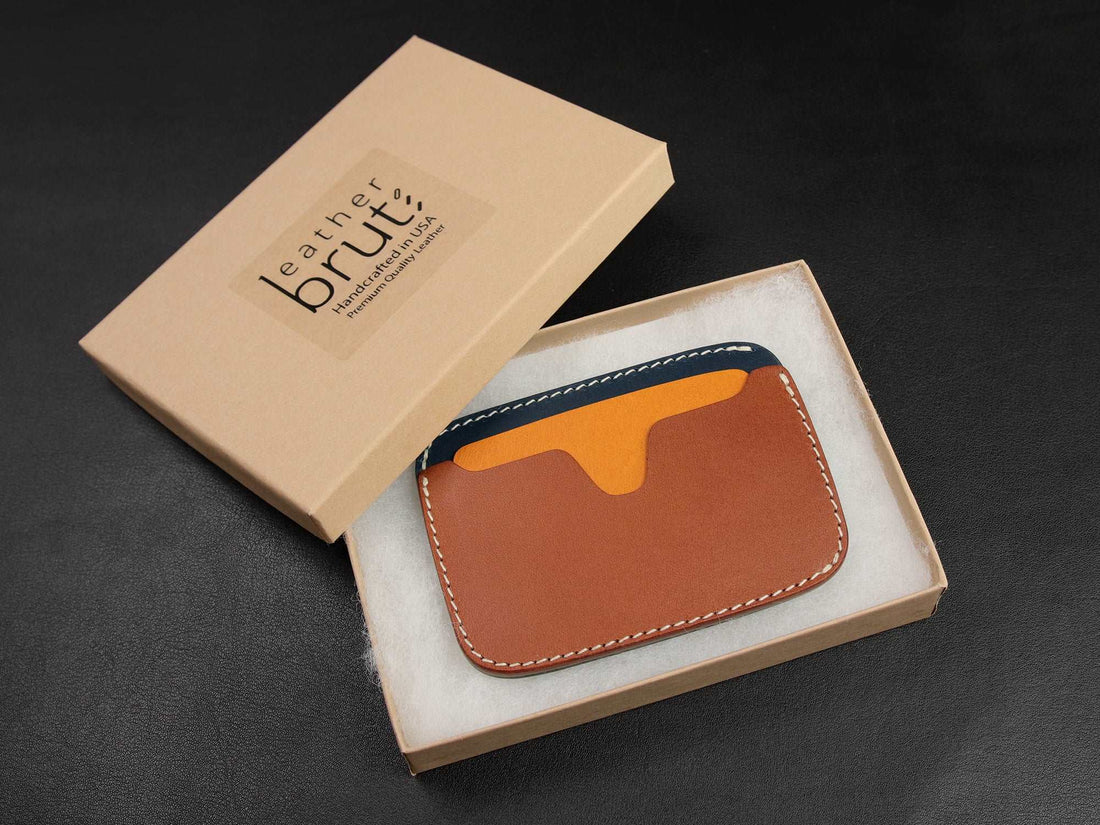 Leather Card Wallet [LC-BNBK] - Layers Series - Card Holder - Premium Italian Veg-Tanned Leather - Personalized Stamp - Handcrafted in USA