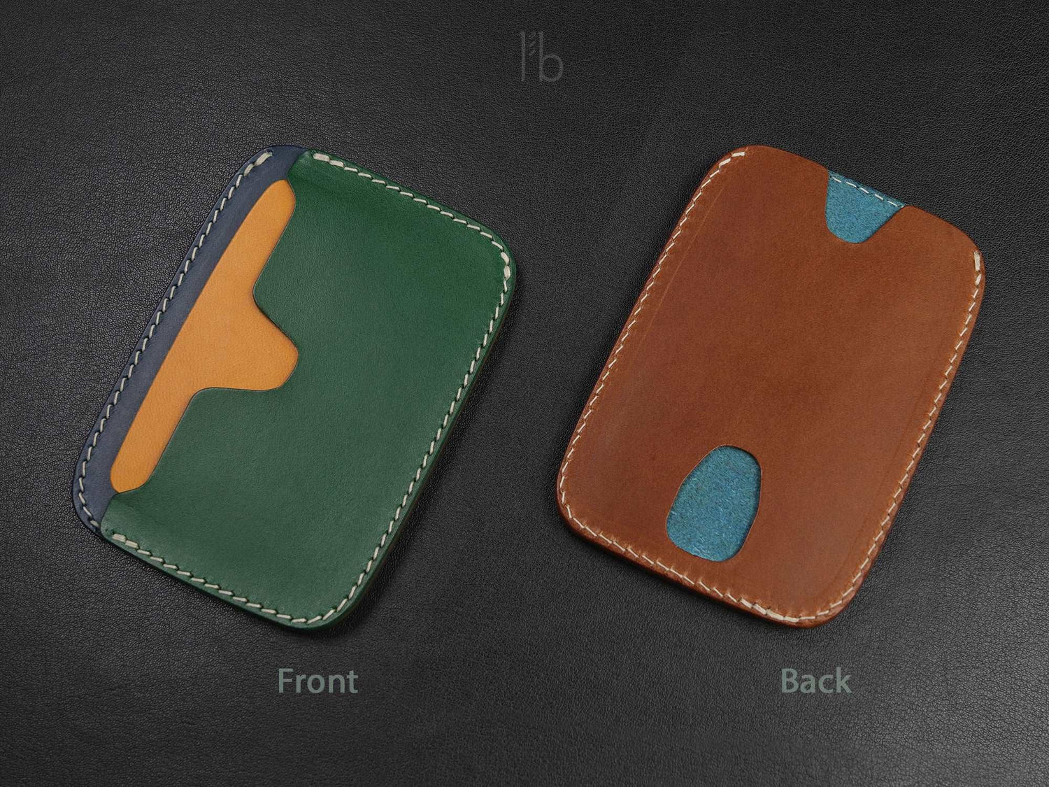 Leather Card Wallet [LC-GYNBr] - LAYERS SERIES - Card Holder - Premium Italian Veg-Tanned Leather - Personalized Stamp - Handcrafted in USA