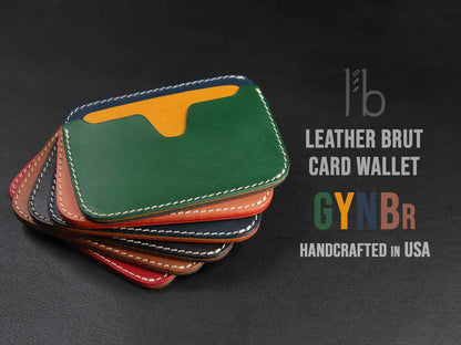 Leather Card Wallet [LC-GYNBr] - LAYERS SERIES - Card Holder - Premium Italian Veg-Tanned Leather - Personalized Stamp - Handcrafted in USA