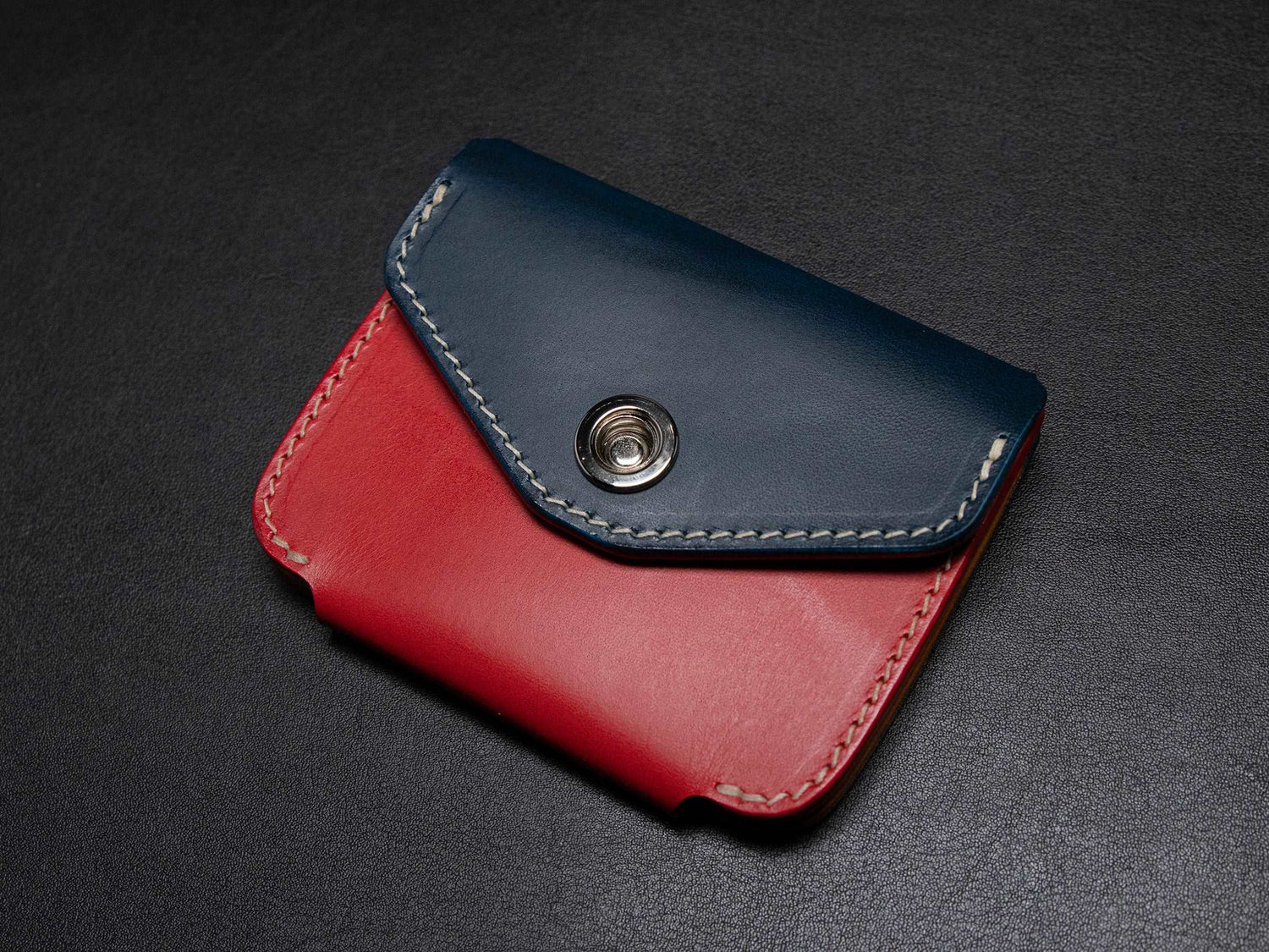 AirTag Leather Wallet [TW-RN]  - Card Holder - Premium Italian Veg-Tanned Leather - Personalized Stamp - Handcrafted in USA