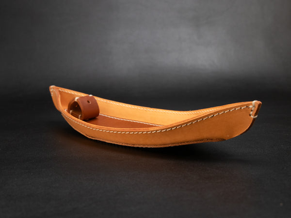 Incense Tray [Meg-Boat] - Natural/Brown - Premium Italian Veg-Tanned Leather - Personalized Stamp - Handcrafted in USA