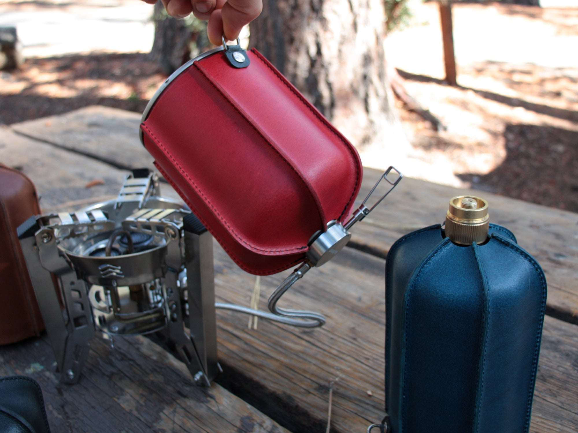 Gas Canister Leather Cover Fuel Can Protector Gas Cylinder Warmer Camping Accessory MSR Coleman Jetboil Primus