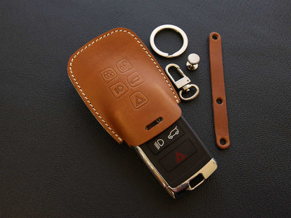 Land Rover / Jaguar Series [2] Key Fob Cover - Range Rover Sport Evoque Velar Discovery 5 - Italian Veg-Tanned Leather -5 Buttons