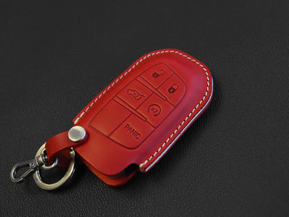 Jeep [01] Leather Key Cover- Grand Cherokee Renegade Compass - 5 Buttons