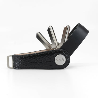 American alligator leather key organizer, black, view 2