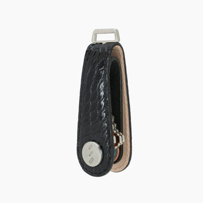 American alligator leather key organizer, black, front view, limited edition