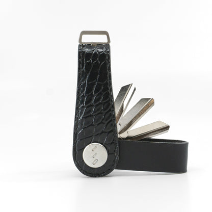 American alligator leather key organizer, black, view 6