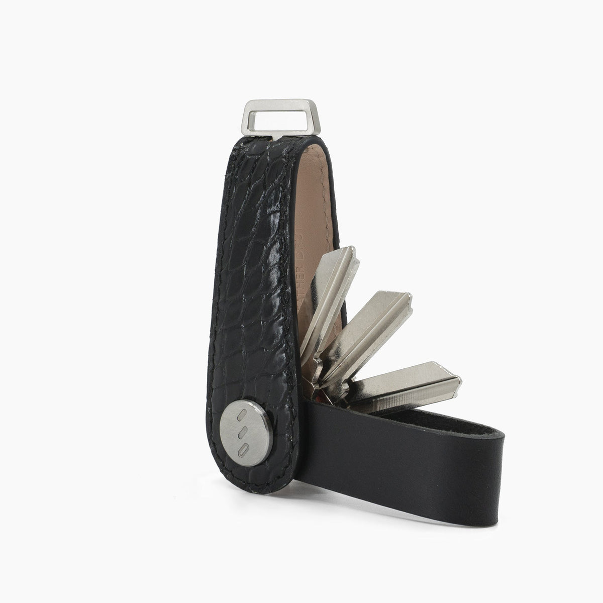 American alligator leather key organizer, black, view 4