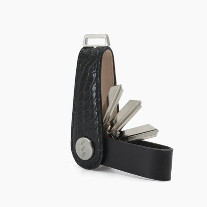 American alligator leather key organizer, black, view 4