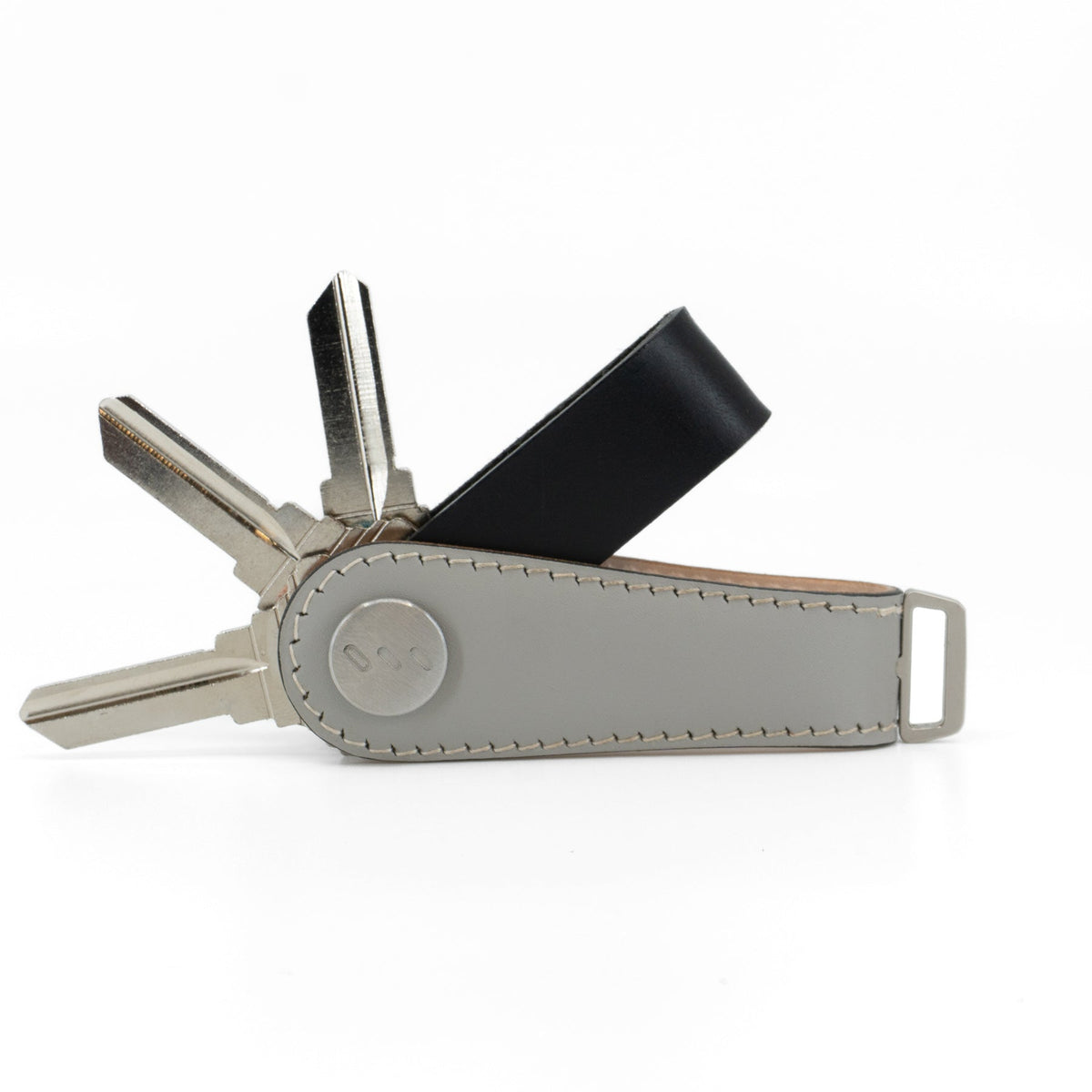 Gray Gaeta veg-tanned leather key organizer, front view