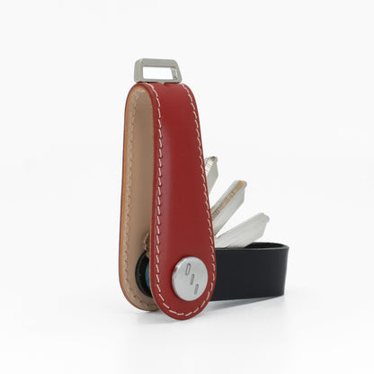 Red Gaeta veg-tanned leather key organizer, front view