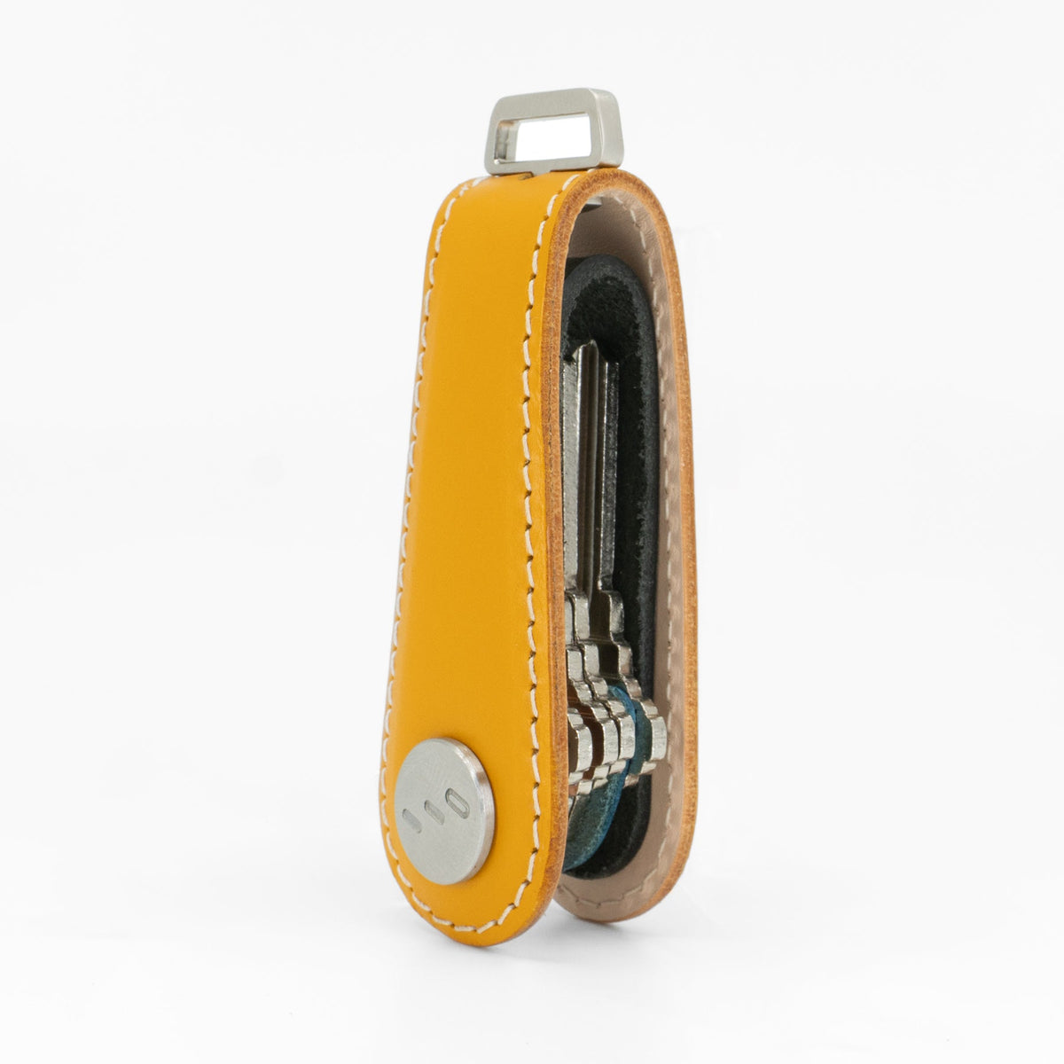 Yellow Gaeta veg-tanned leather key organizer, front view