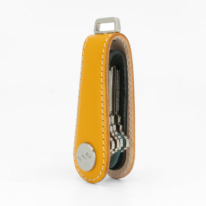Yellow Gaeta veg-tanned leather key organizer, front view