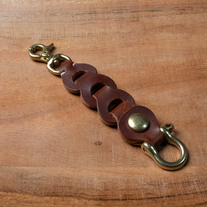 Chestnut Leather Link Keychain — Handcrafted in the USA