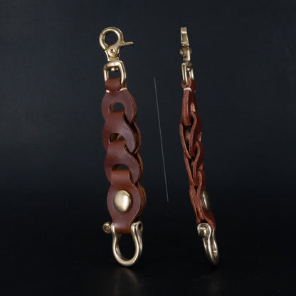 Chestnut Leather Link Keychain — Handcrafted in the USA