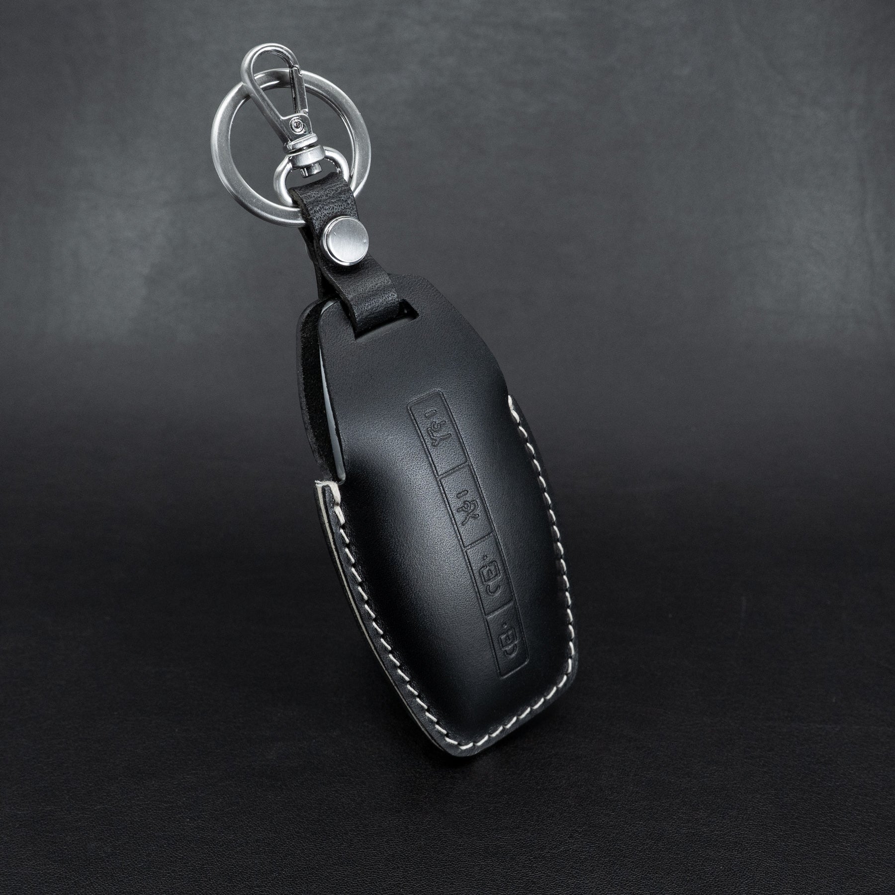 Lucid Gravity leather key fob cover in black color
