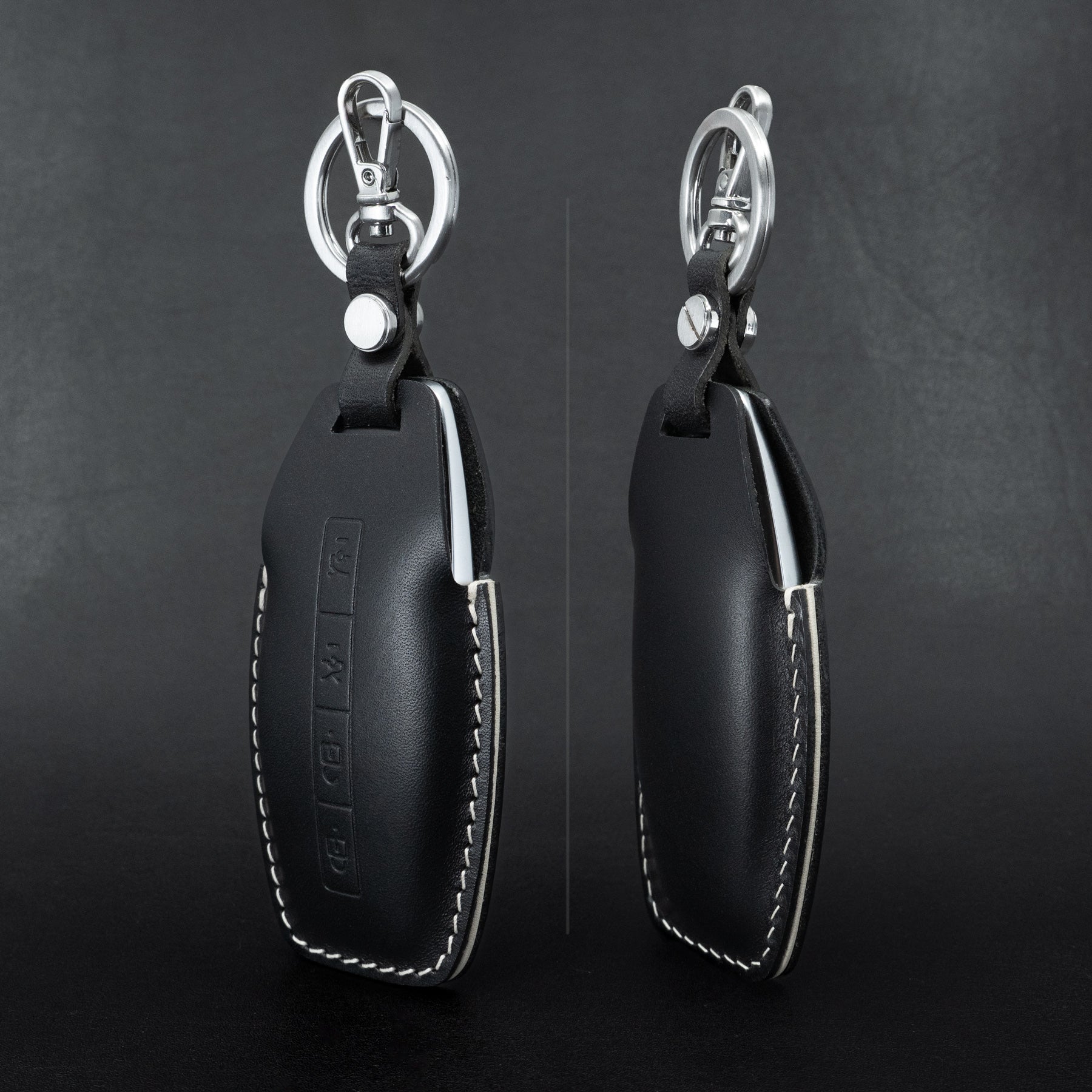 Lucid Gravity leather key fob cover in black color
