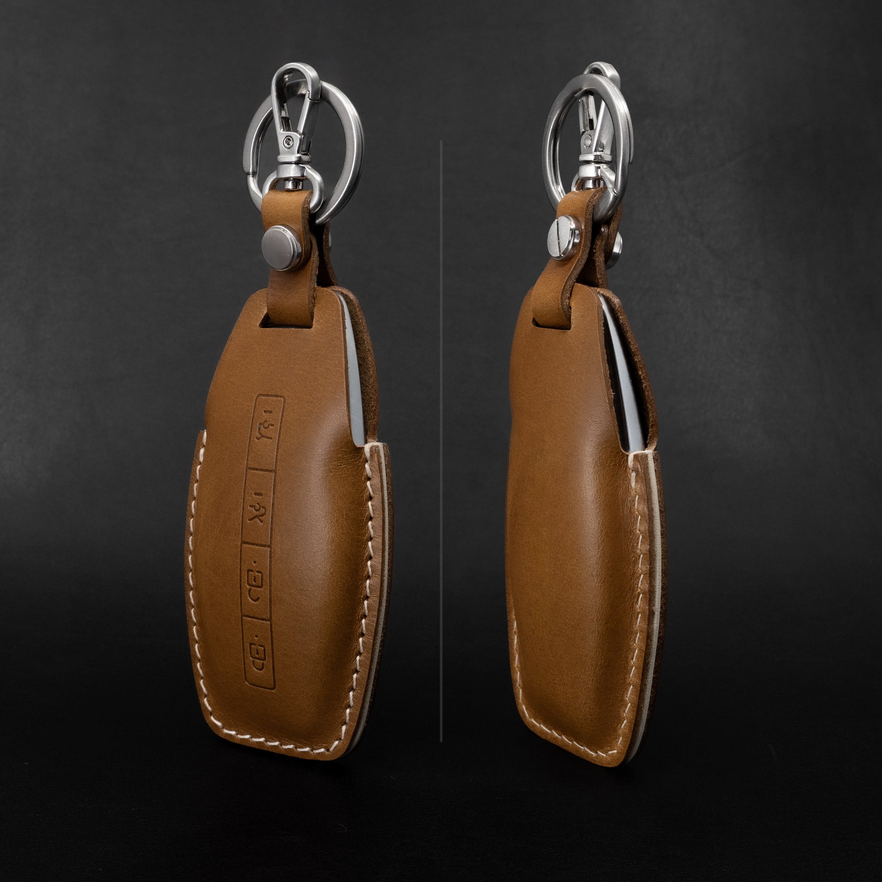 Genuine leather texture of Lucid Gravity key fob cover