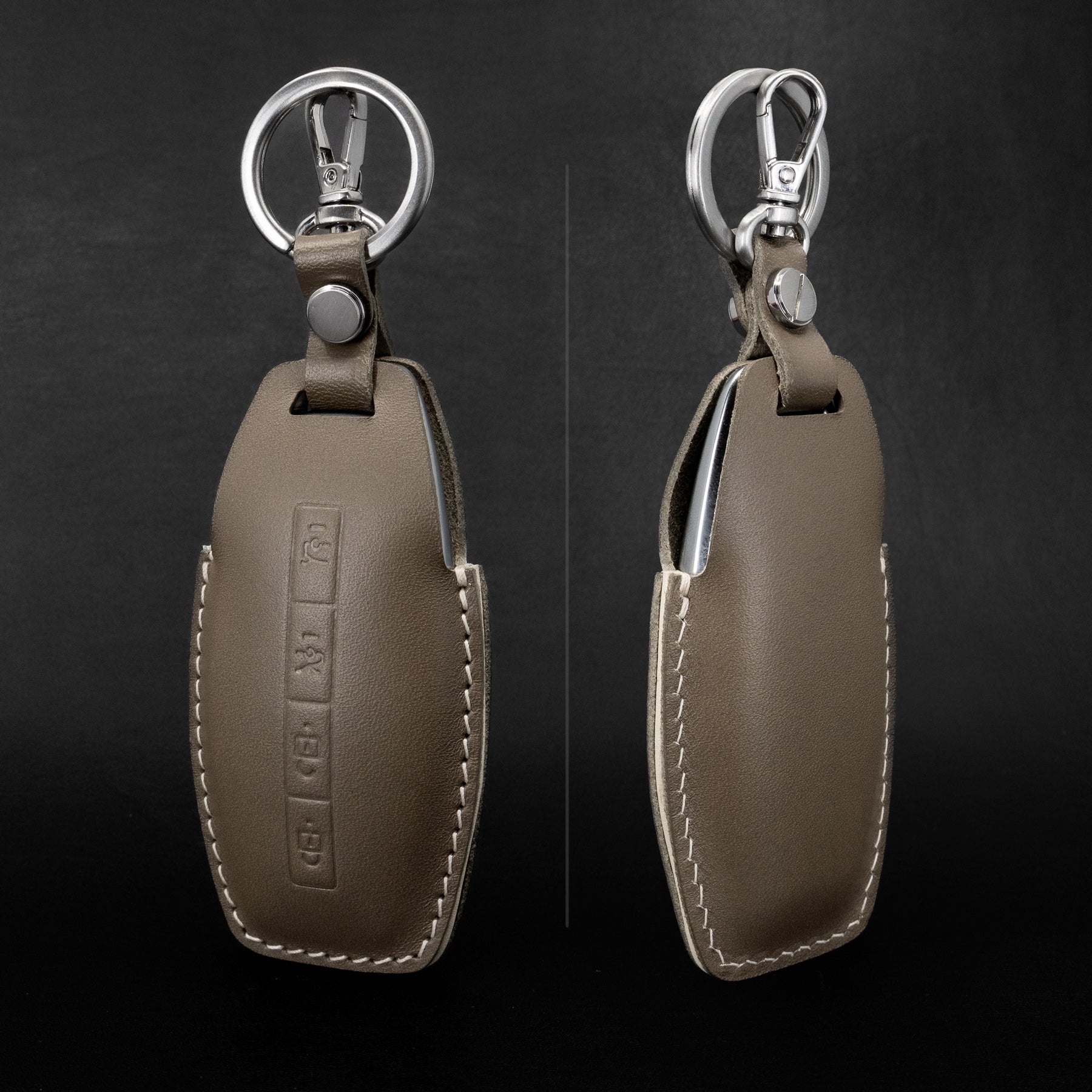 Lucid Gravity key fob cover with leather strap and key ring