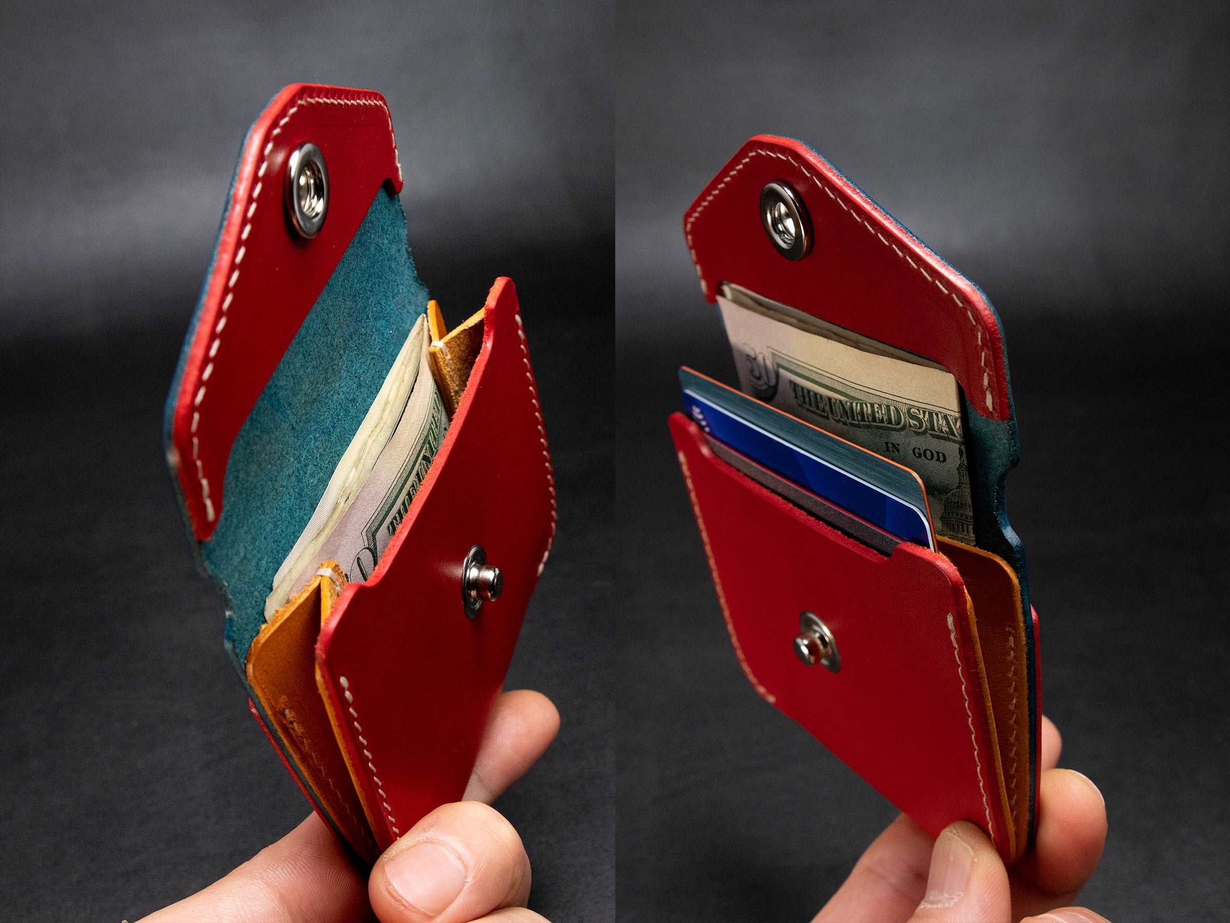 AirTag Leather Wallet [TW-RN]  - Card Holder - Premium Italian Veg-Tanned Leather - Personalized Stamp - Handcrafted in USA