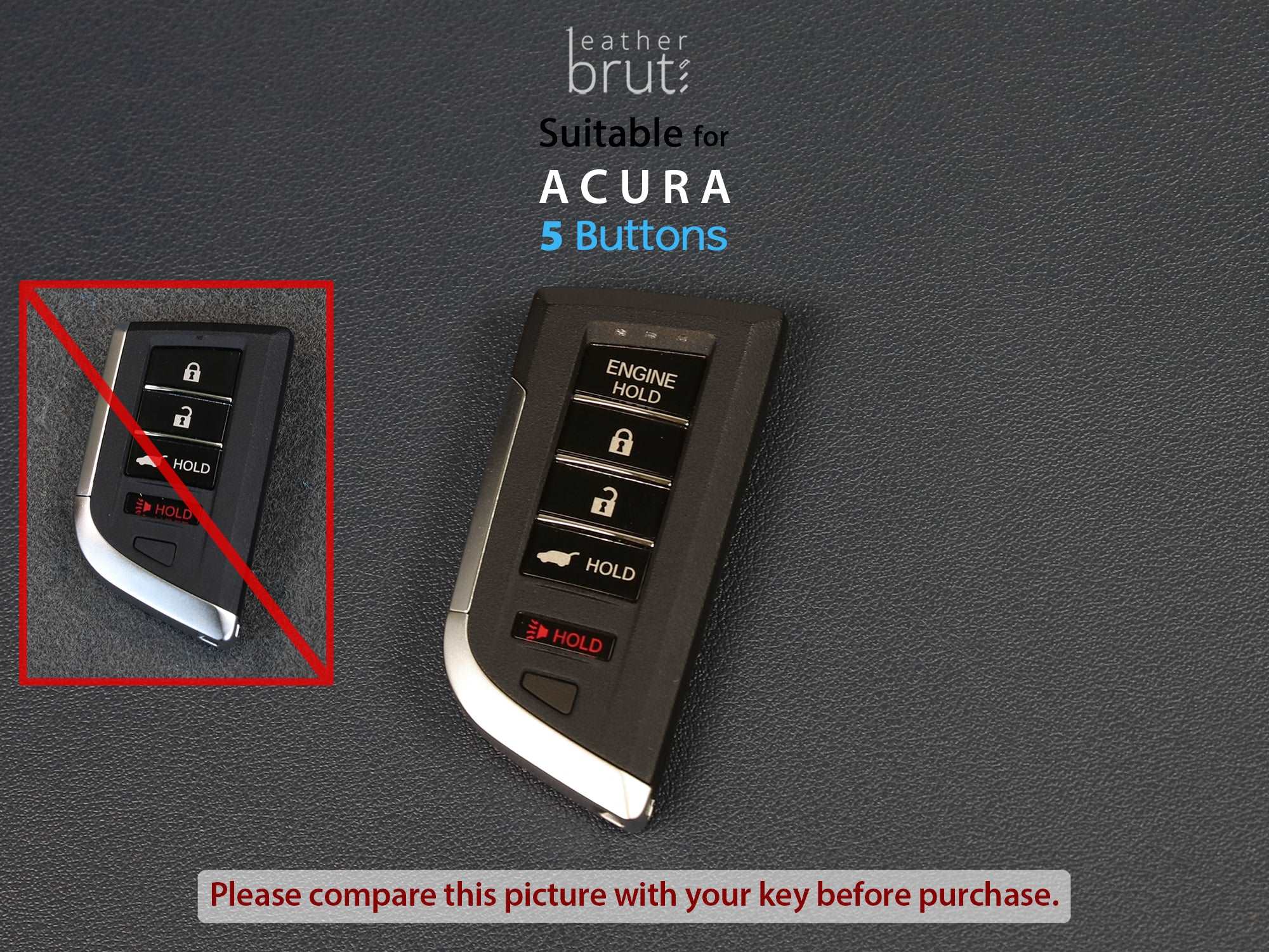 Acura Series [4] Key Fob Cover Premium Leather Car Keyless Remote Case - MDX RDX TLX IL TSX ZDX Integra - Personalized Stamp