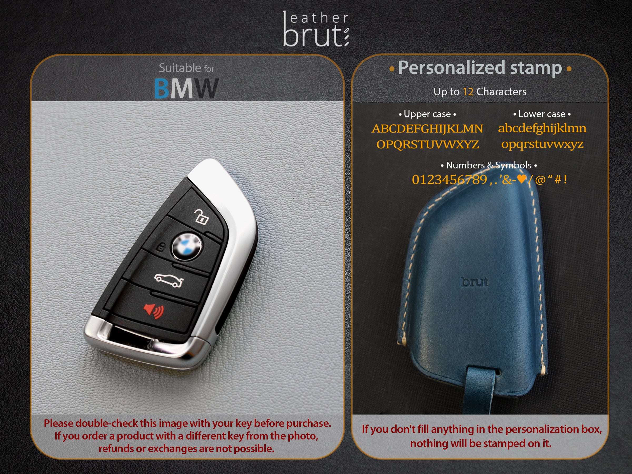 BMW [01] Series Key Fob Leather Case - X1, X3, X5, X6, 2, 5, 6, 7 Series