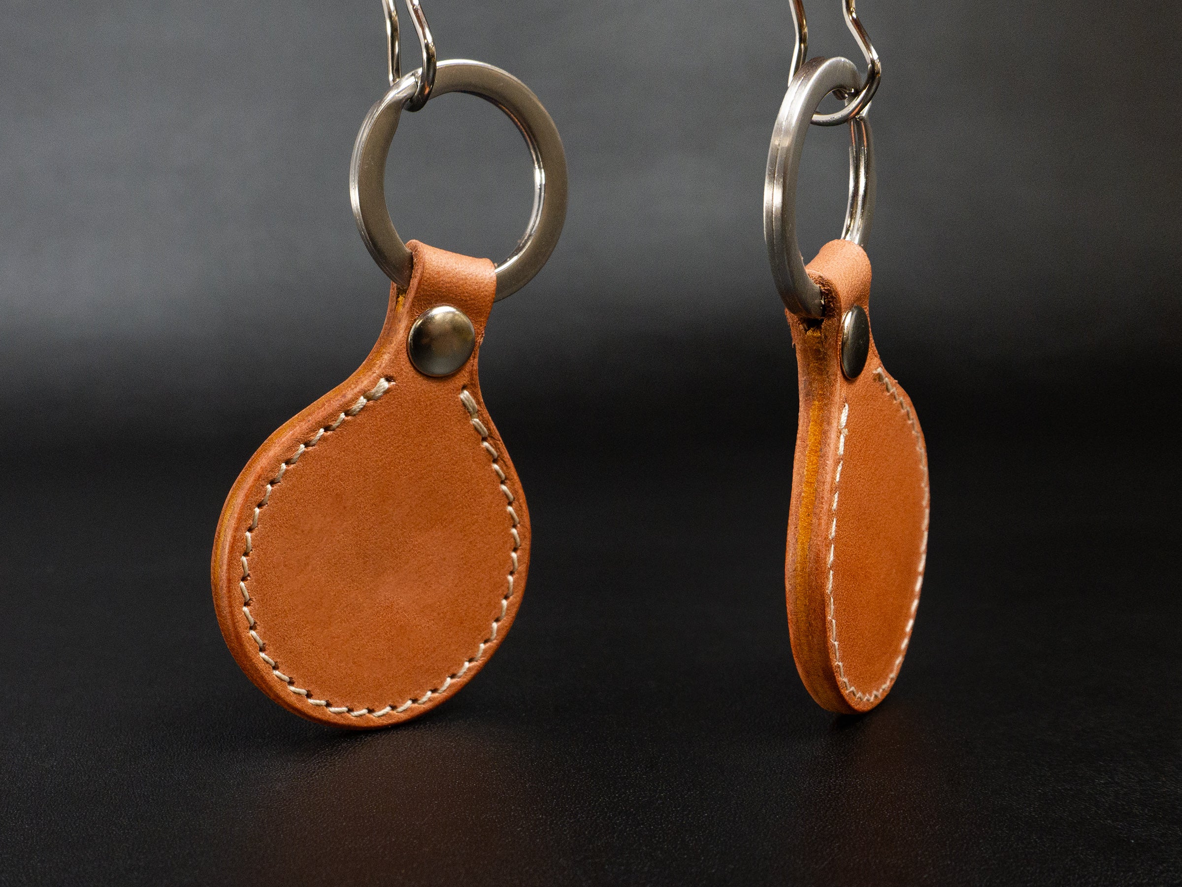 Keychain [BW] - Italian Veg-Tanned Leather - Handcrafted in USA - Personalized Stamp