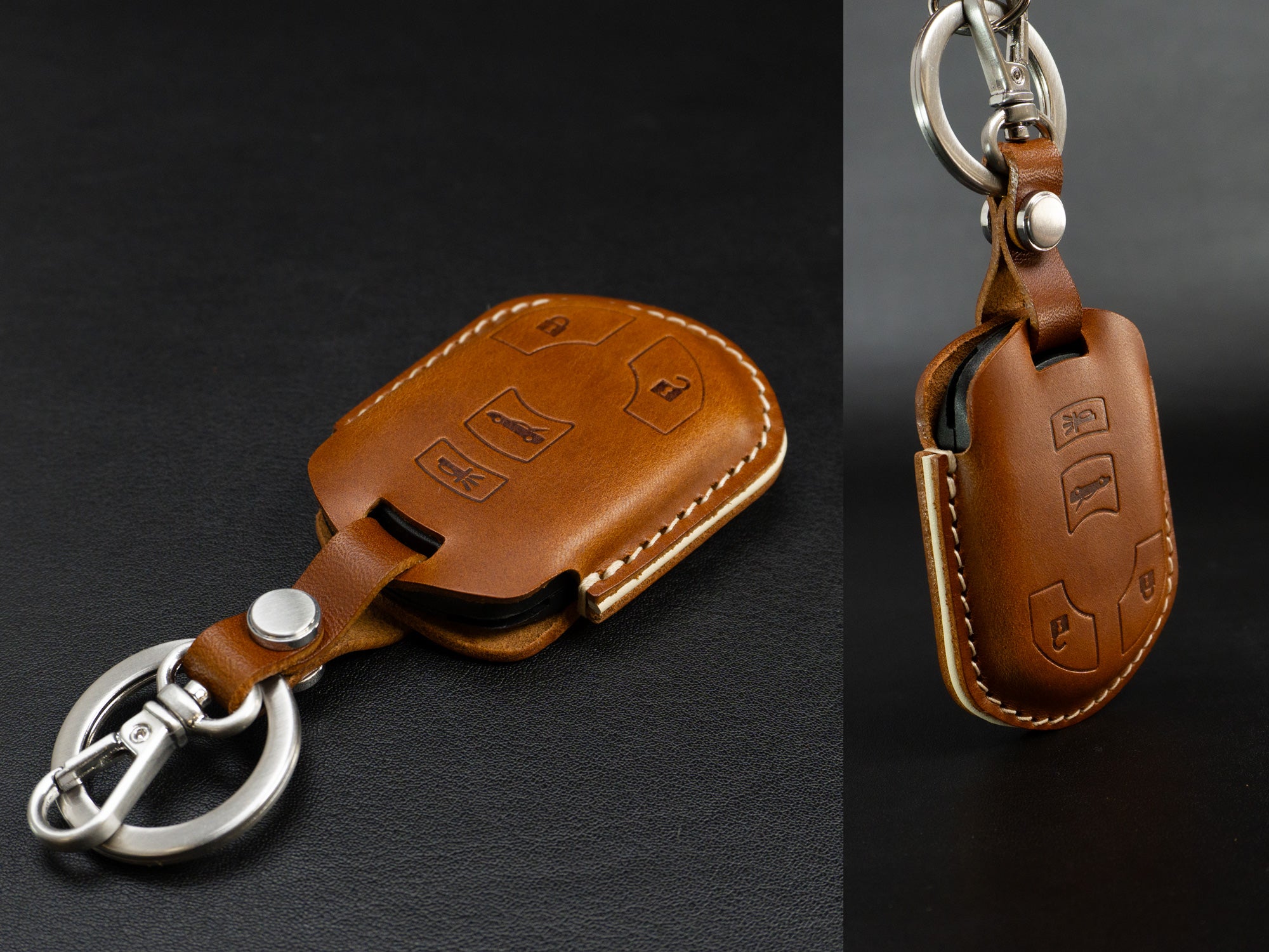 Chevy Corvette Series [2] Key Fob Leather Case - Italian Veg-Tanned Leather - Handcrafted in USA