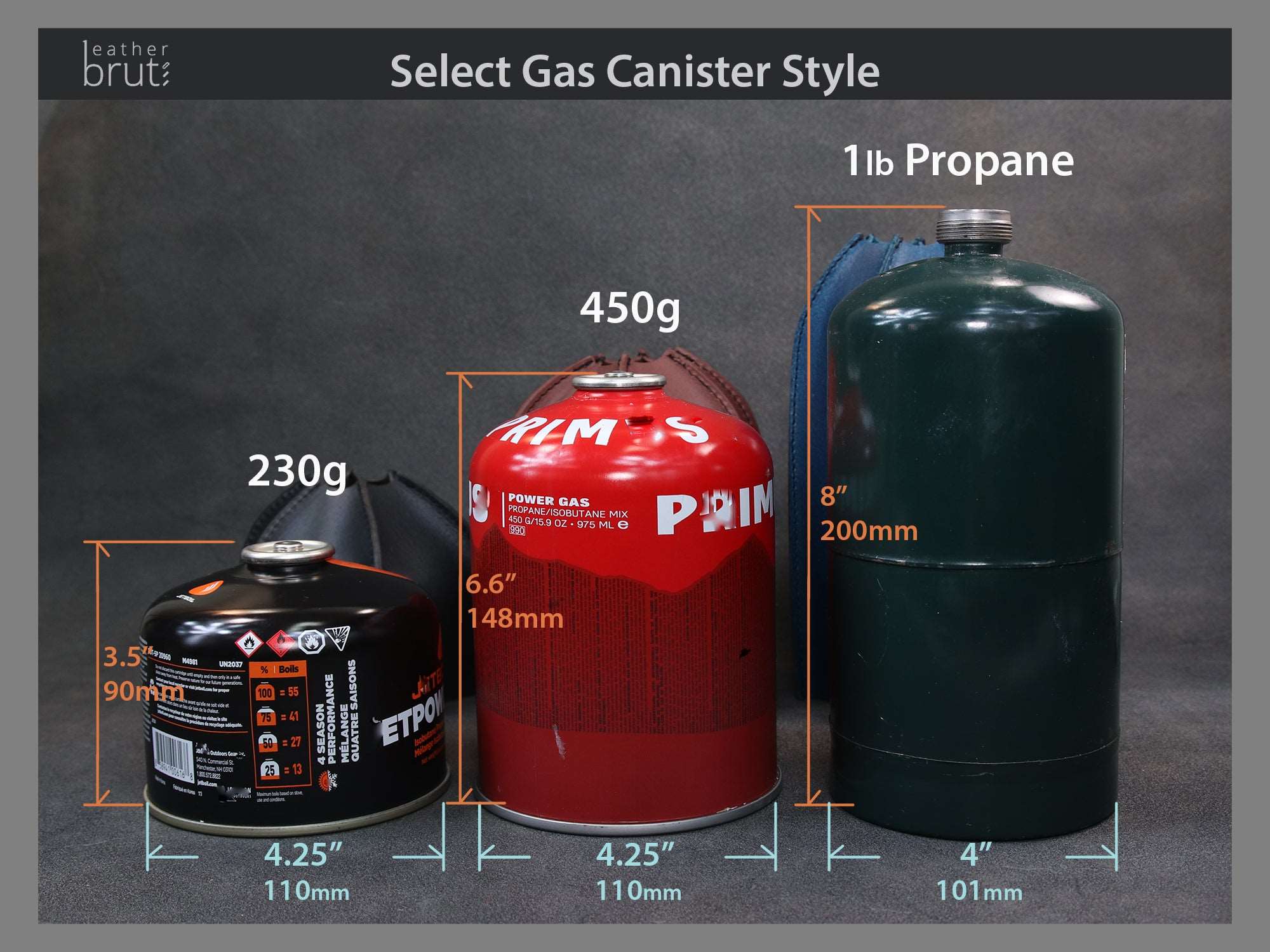 Gas Canister Leather Cover Fuel Can Protector Gas Cylinder Warmer Camping Accessory MSR Coleman Jetboil Primus