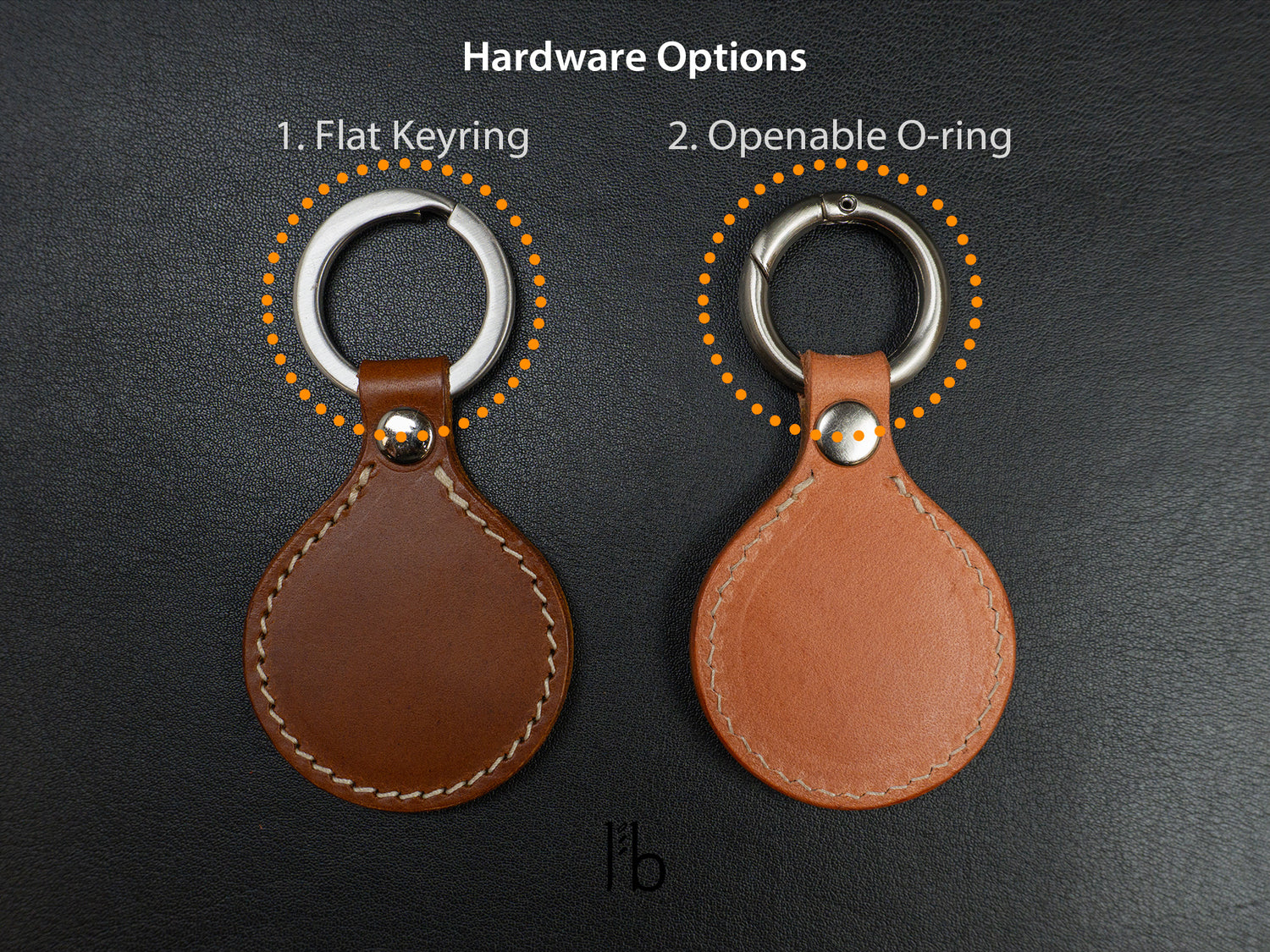 Keychain [BW] - Italian Veg-Tanned Leather - Handcrafted in USA - Personalized Stamp