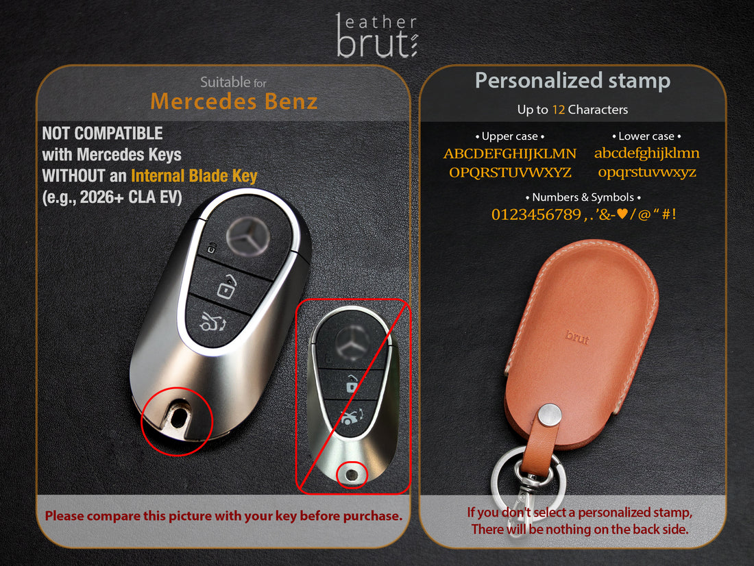 Mercedes Benz Series [3V2] Leather Key Fob Cover – Italian Veg‑Tan, Handmade in USA