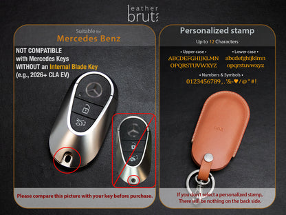 Mercedes Benz Series [3V2] Leather Key Fob Cover – Italian Veg‑Tan, Handmade in USA