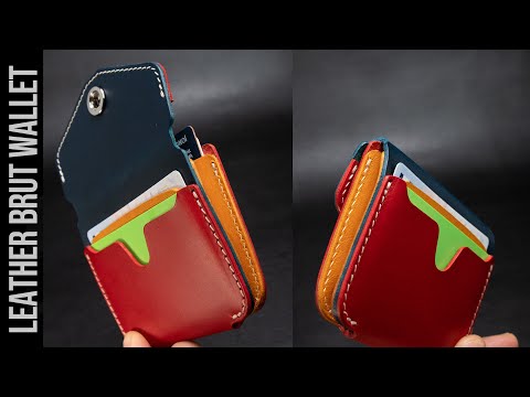 Red &amp; Navy Veg‑Tan Leather Card Wallet – Optional AirTag Slot | USA