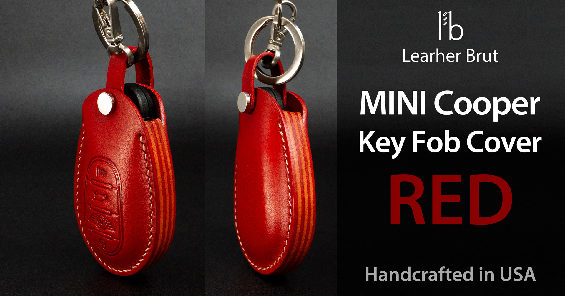 MINI Cooper Series [1-V2] Leather Key Fob Cover - RED