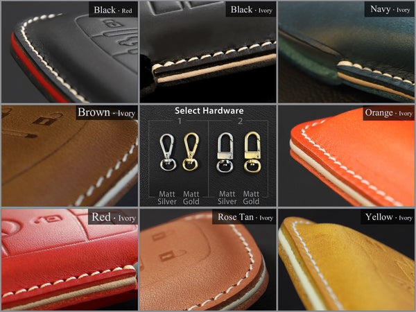 Jeep [2-3] Series Leather Key Case - Gladiator, Wrangler JL JT Rubicon - 3 Buttons - Italian Veg-Tanned Leather