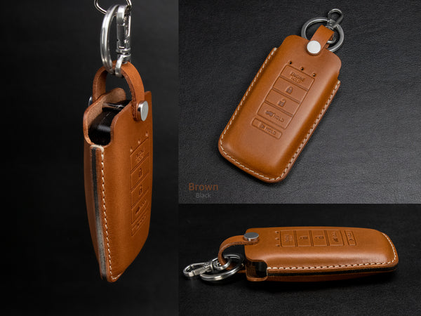 Acura [2-V2] Series Leather Key Fob  Case - TLX RLX CDX5 RDX MDX - Handcrafted in USA - Personalized Stamp