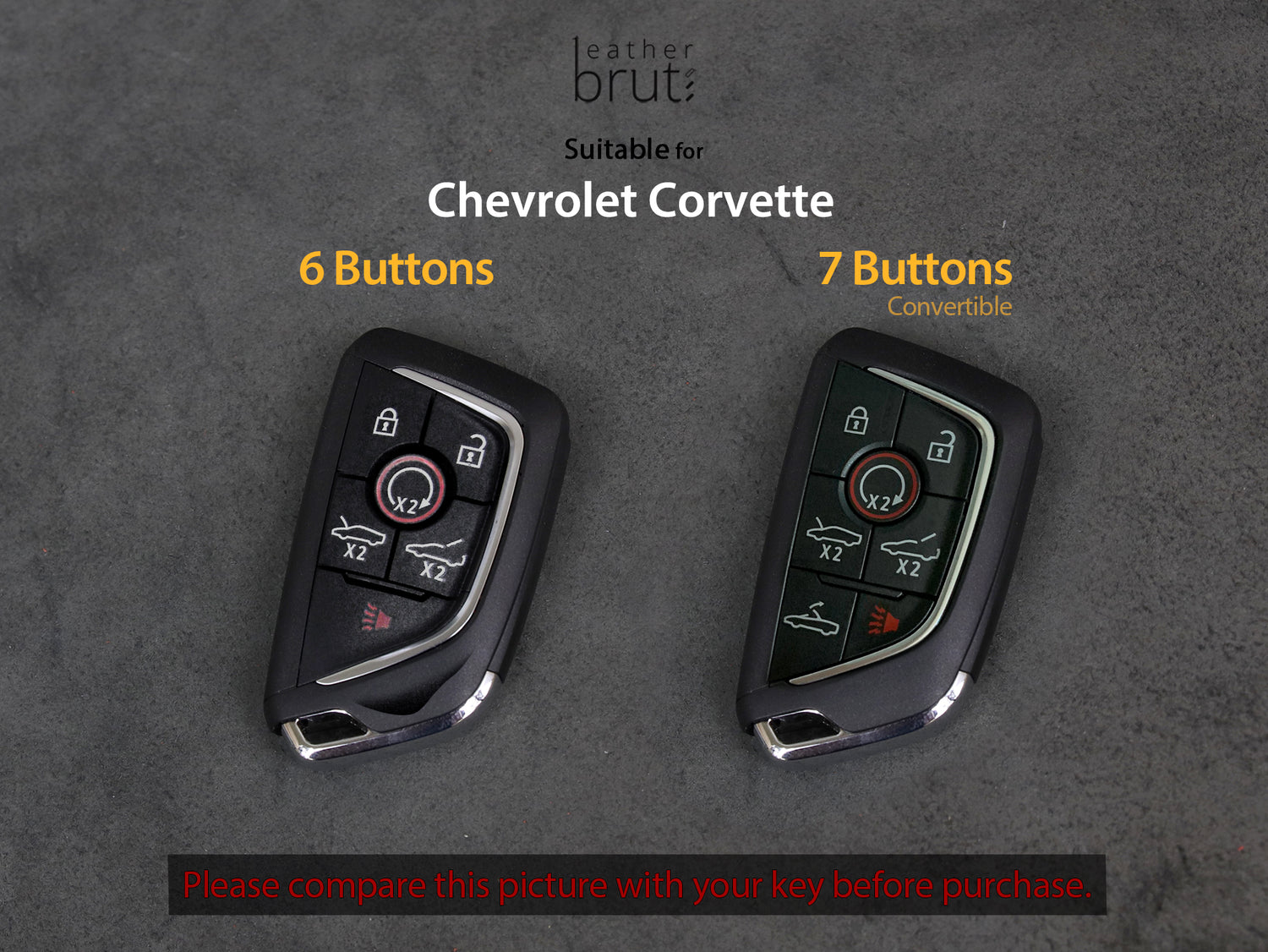 Chevy Corvette [1] Key Fob Leather Case - Italian Veg-Tanned Leather