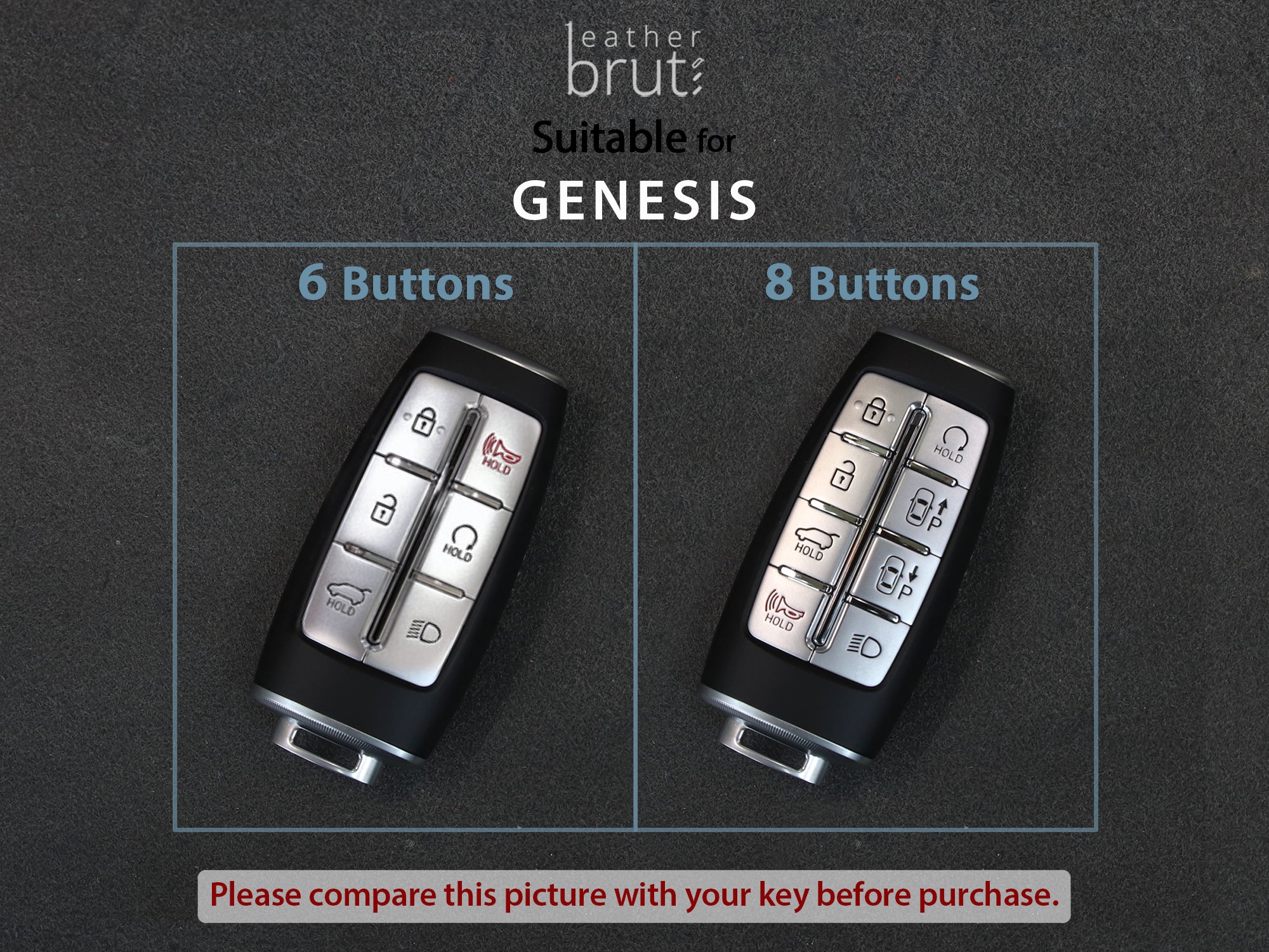 Genesis Series [2] Key Fob Cover Premium Leather Keyless Remote Car Key  Case GV80 G80 GV70 G70 Car Accessory
