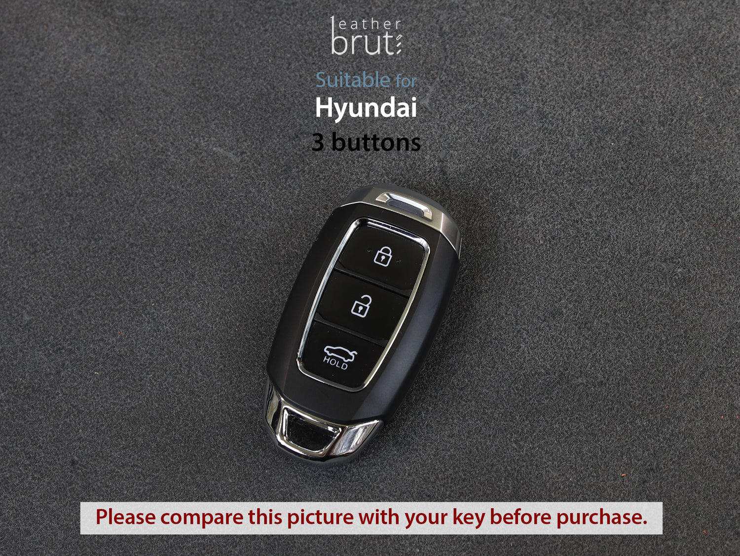 Hyundai [1-3] Key fob Cover - i30, Azera, ix35, Elantra, Accent, Santa Fe, IG Grandeur - Italian Veg-Tanned Leather - 3 buttons