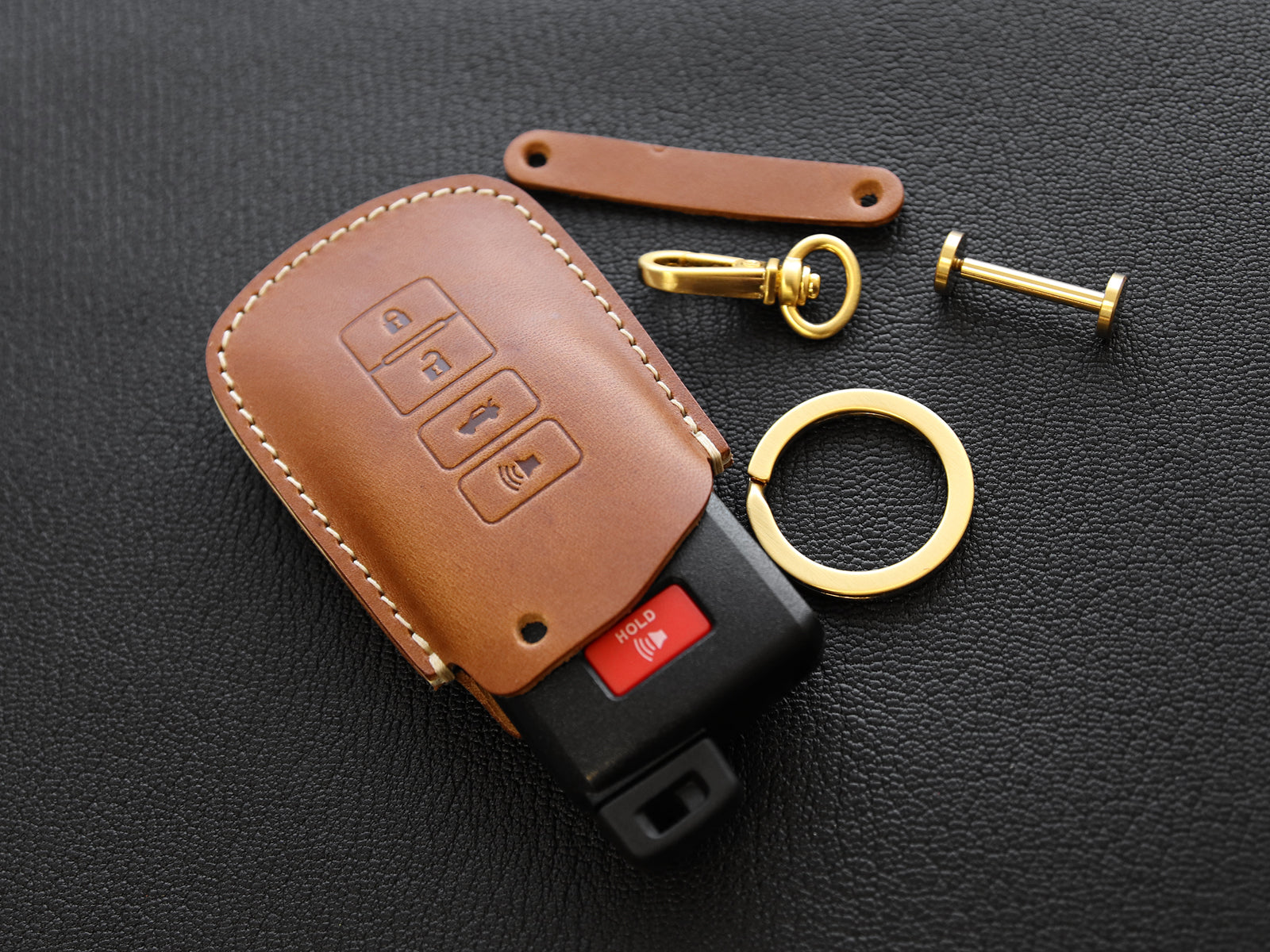 Toyota Series [2] Leather Key Case for - Camry / Highlander / RAV4 / Avalon, 4 Buttons Cover -Italian Leather