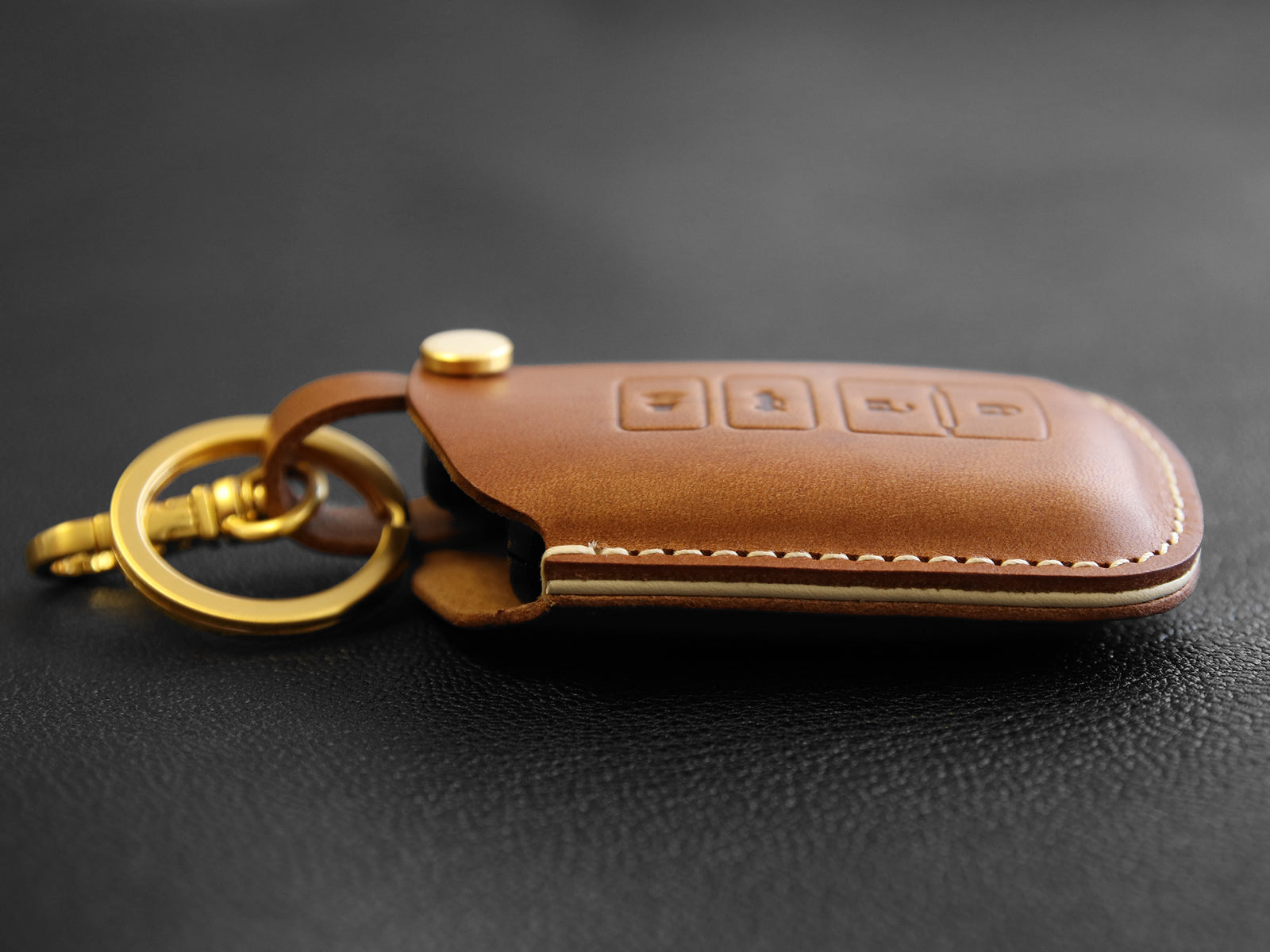 Toyota Series [2] Leather Key Case for - Camry / Highlander / RAV4 / Avalon, 4 Buttons Cover -Italian Leather