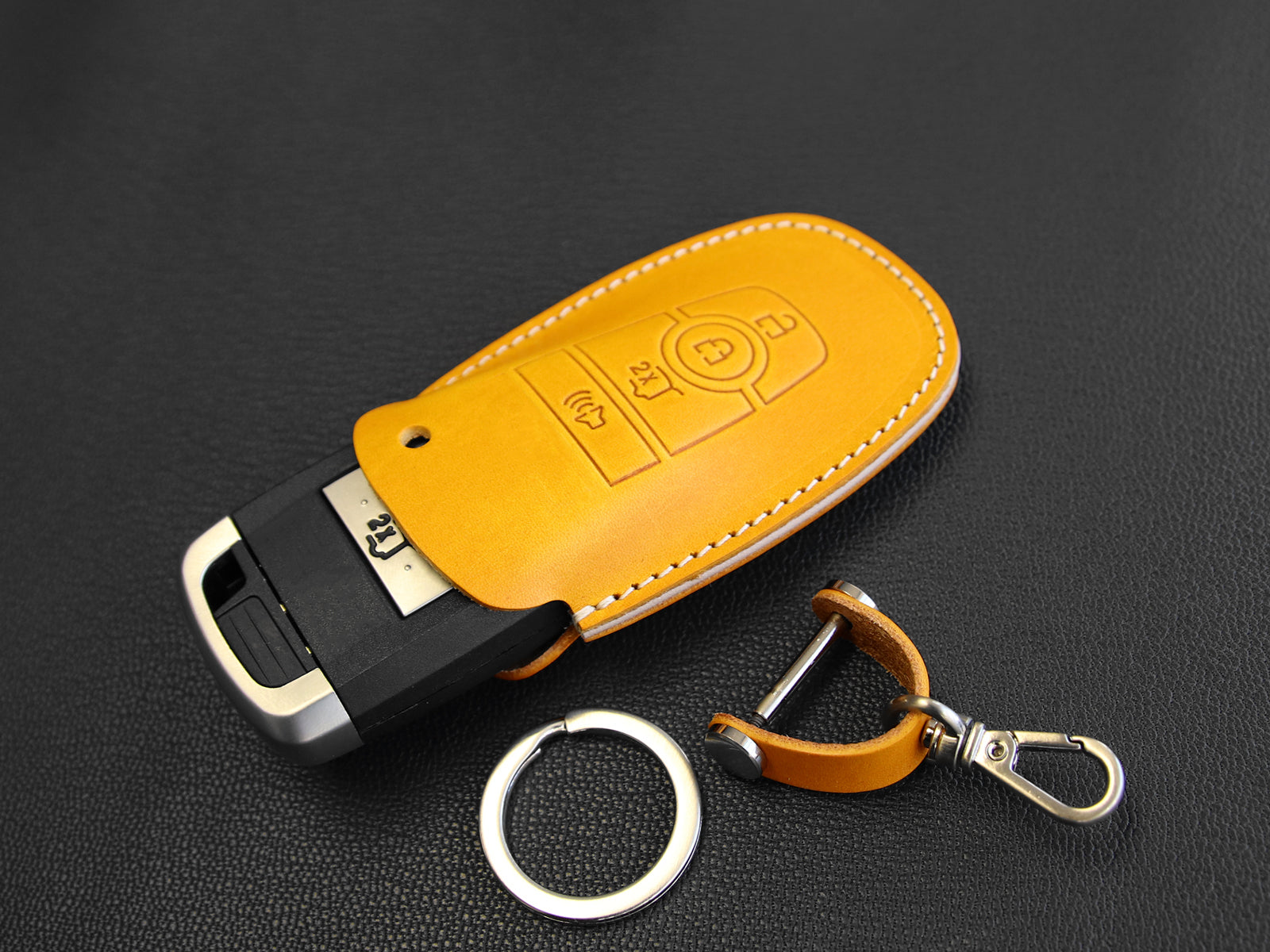 Ford Series [2] Key Case Leather Key Fob Cover Bronco Fusion Edge Mustang Leather Car Accessory Personalized Stamp Handcrafted in USA