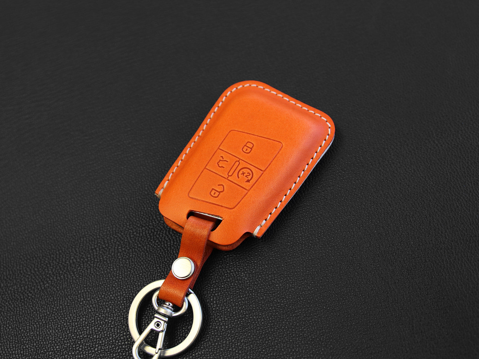 Volkswagen [2A-4] Leather Key Case - Tiguan, Passat, Jetta / Skoda Superb, A7  - 4 Buttons - Italian Leather
