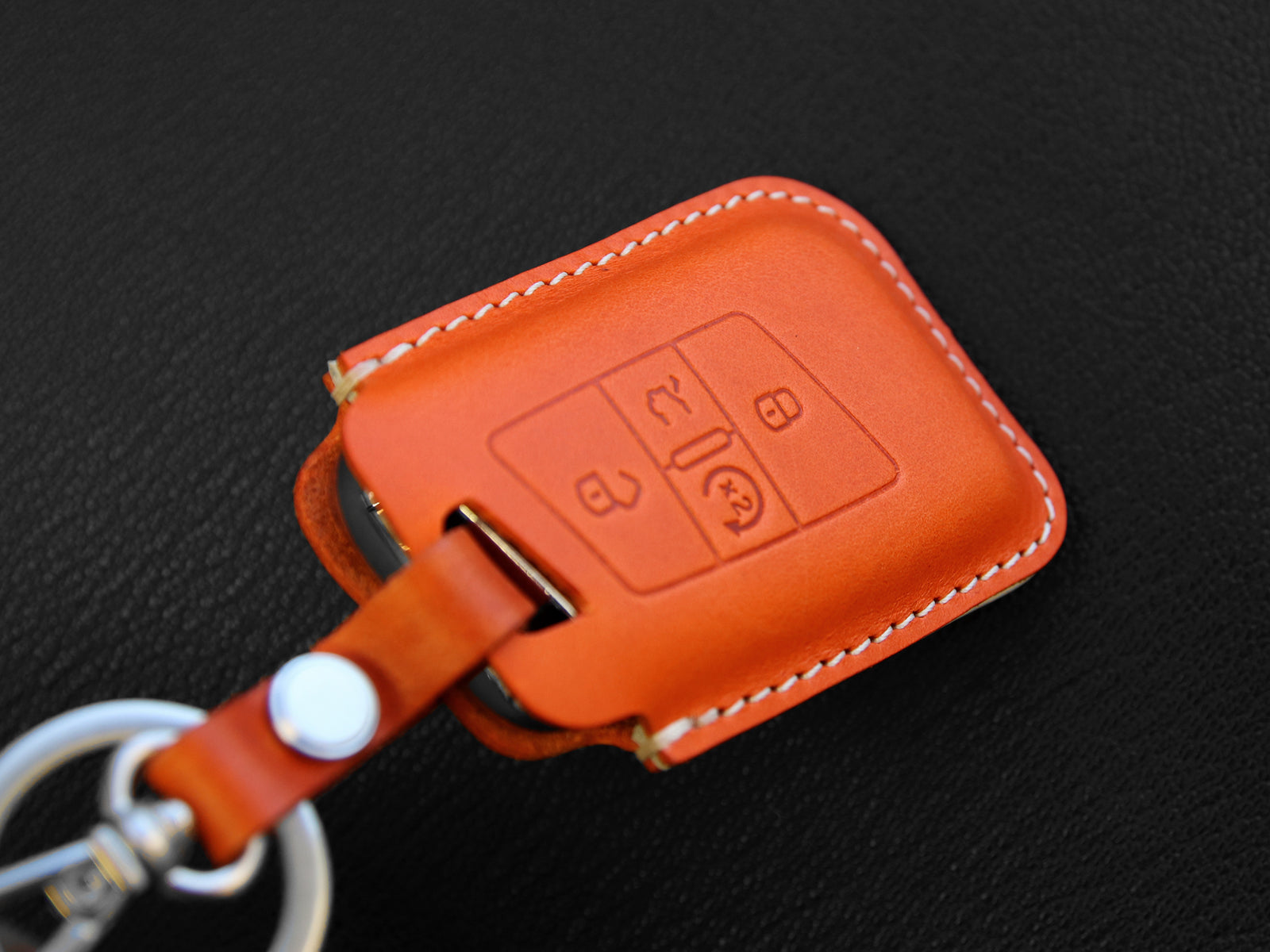 Volkswagen [2A-4] Leather Key Case - Tiguan, Passat, Jetta / Skoda Superb, A7  - 4 Buttons - Italian Leather