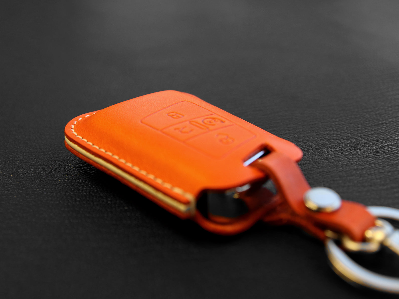 Volkswagen [2A-4] Leather Key Case - Tiguan, Passat, Jetta / Skoda Superb, A7  - 4 Buttons - Italian Leather